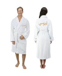 Arabic Custom FRONT and BACK Text Embroidery on Bathrobe